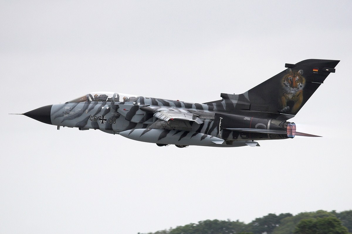 Tiger jet in flight