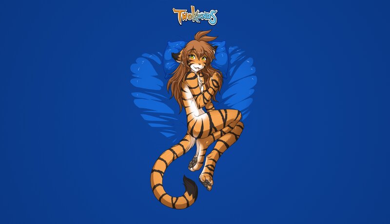Tiger-like Anthropomorphic Character — Blue, Calm