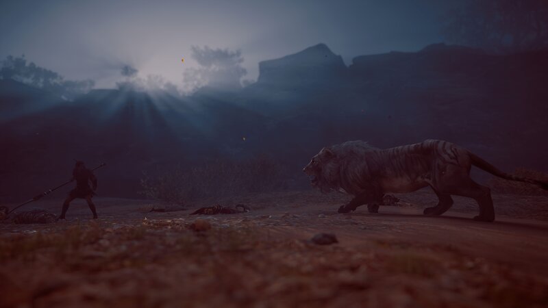 Tiger-like Creature and Warrior
