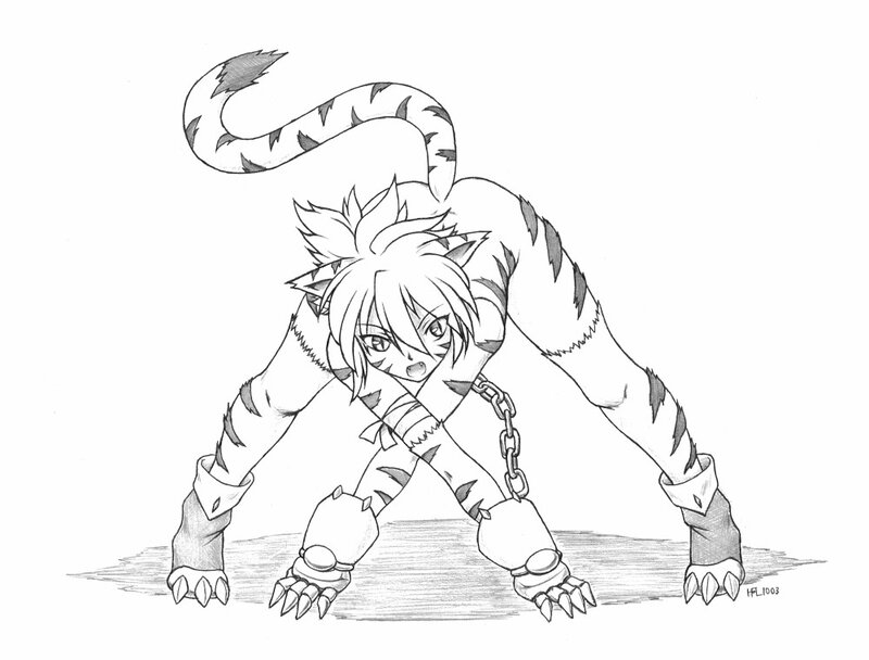 tiger-like creature in chains