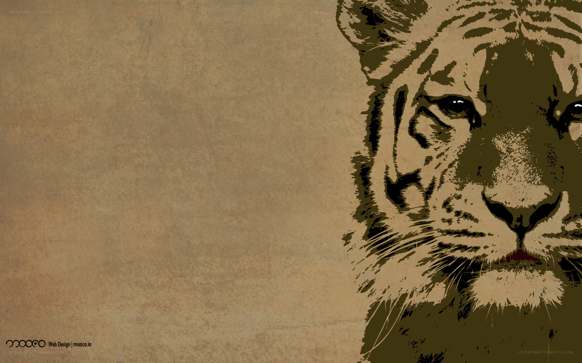tiger portrait on vintage background