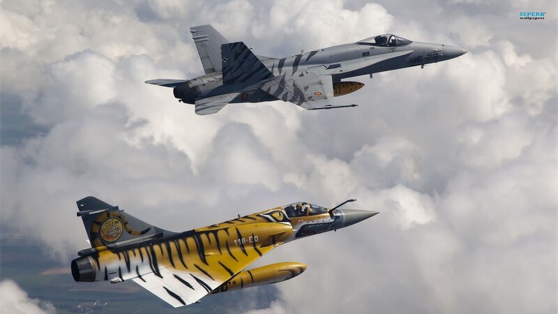 Tiger-striped Jets in Flight — Gray