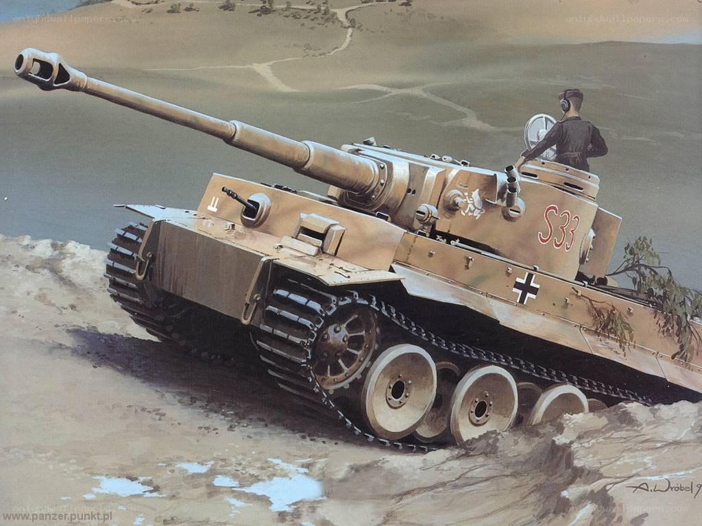 Tiger tank in desert terrain