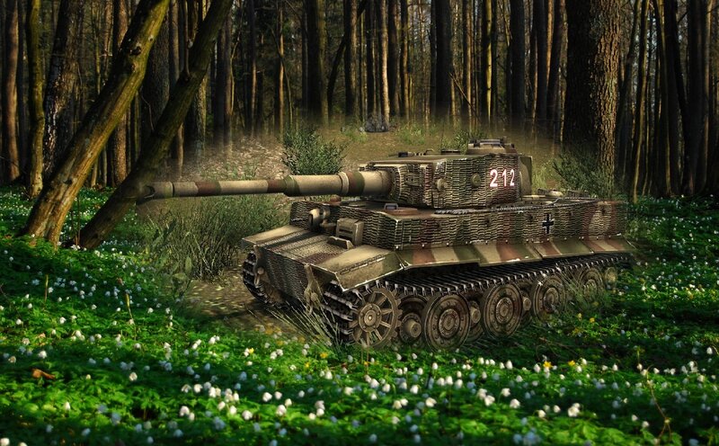 Tiger Tank in Forest — Green