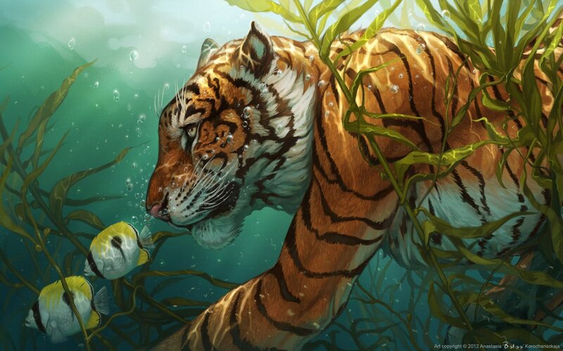 Tiger Underwater — Green