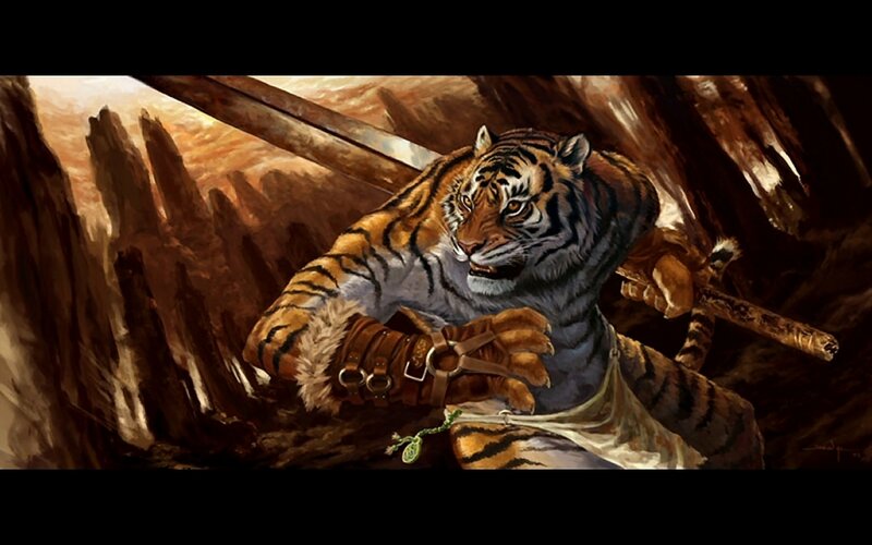 Tiger Warrior Holding Sword