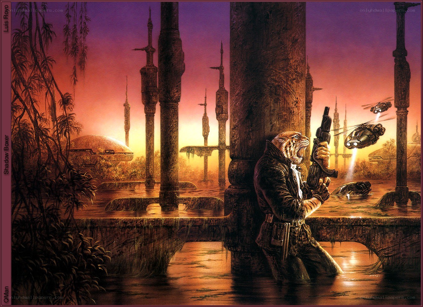 Tiger warrior in alien city