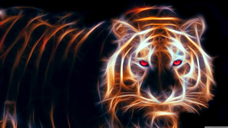 Tiger with Glowing Eyes — Black