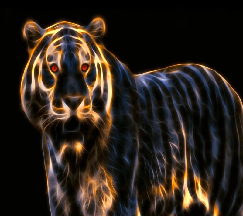 Tiger with Glowing Stripes — Black