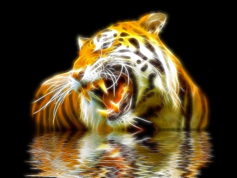 Tiger with Glowing Stripes — Yellow