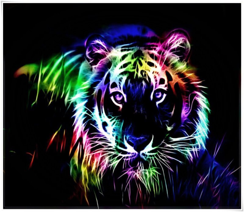 Tiger with Neon Colors — Black