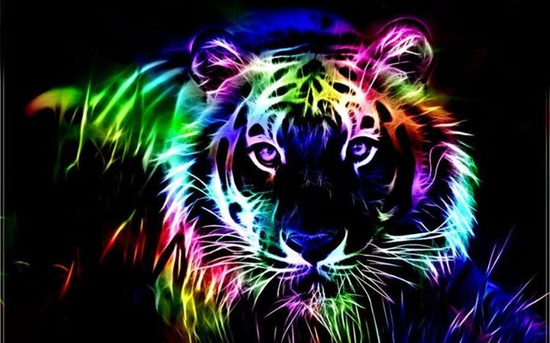 Tiger with Neon Colors