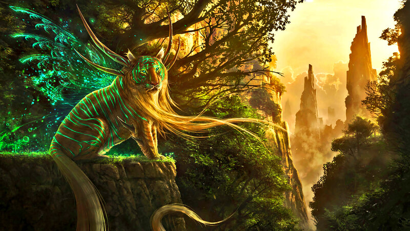 Tiger with Wings and Antlers