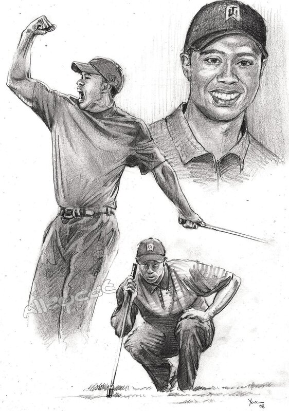 Tiger Woods pencil sketch