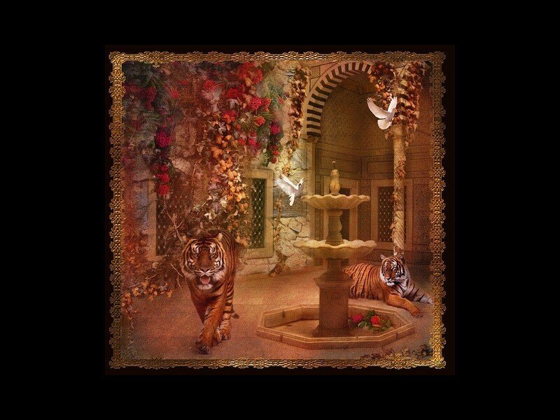 Tigers in Courtyard
