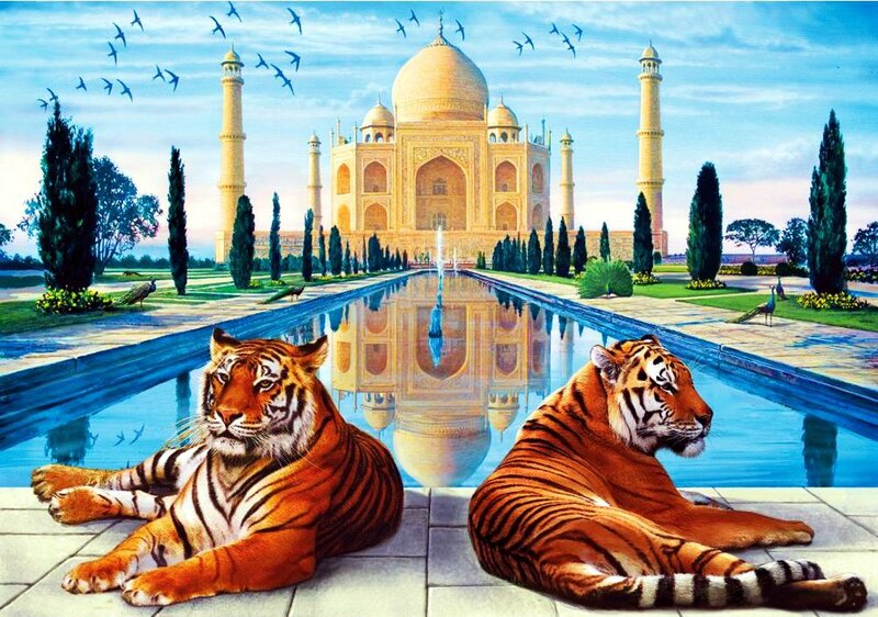 Tigers in Front of Taj Mahal