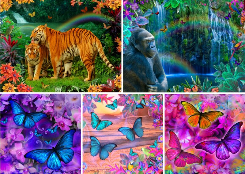Tigers in Jungle — Green, Vibrant