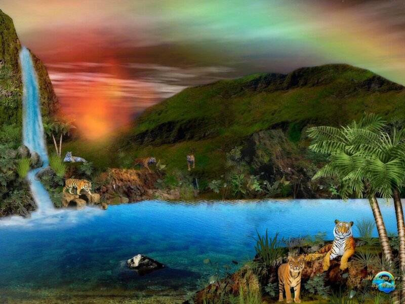 Tigers in Jungle Landscape