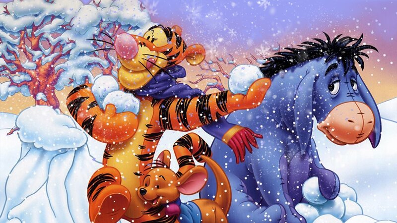 Tigger and Eeyore in Snow
