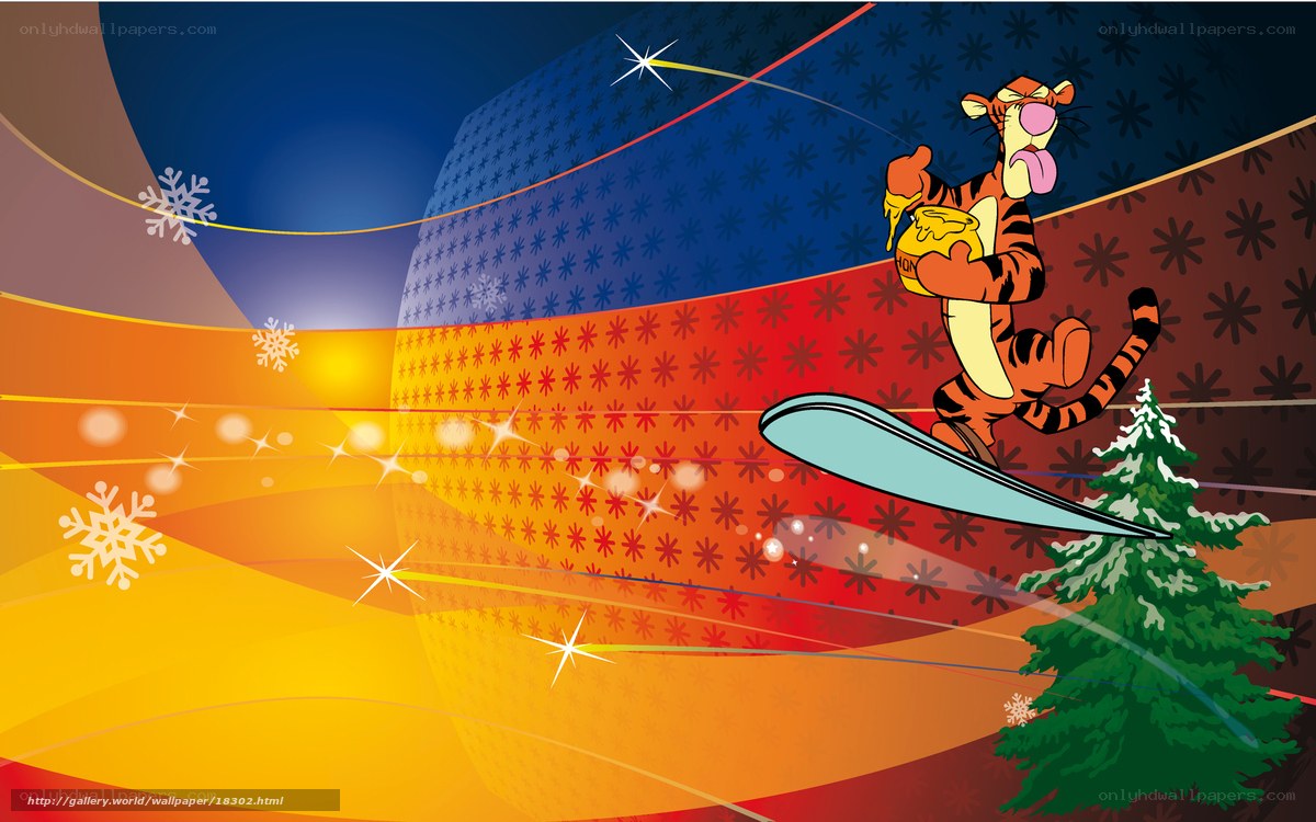 Tigger on a snowboard