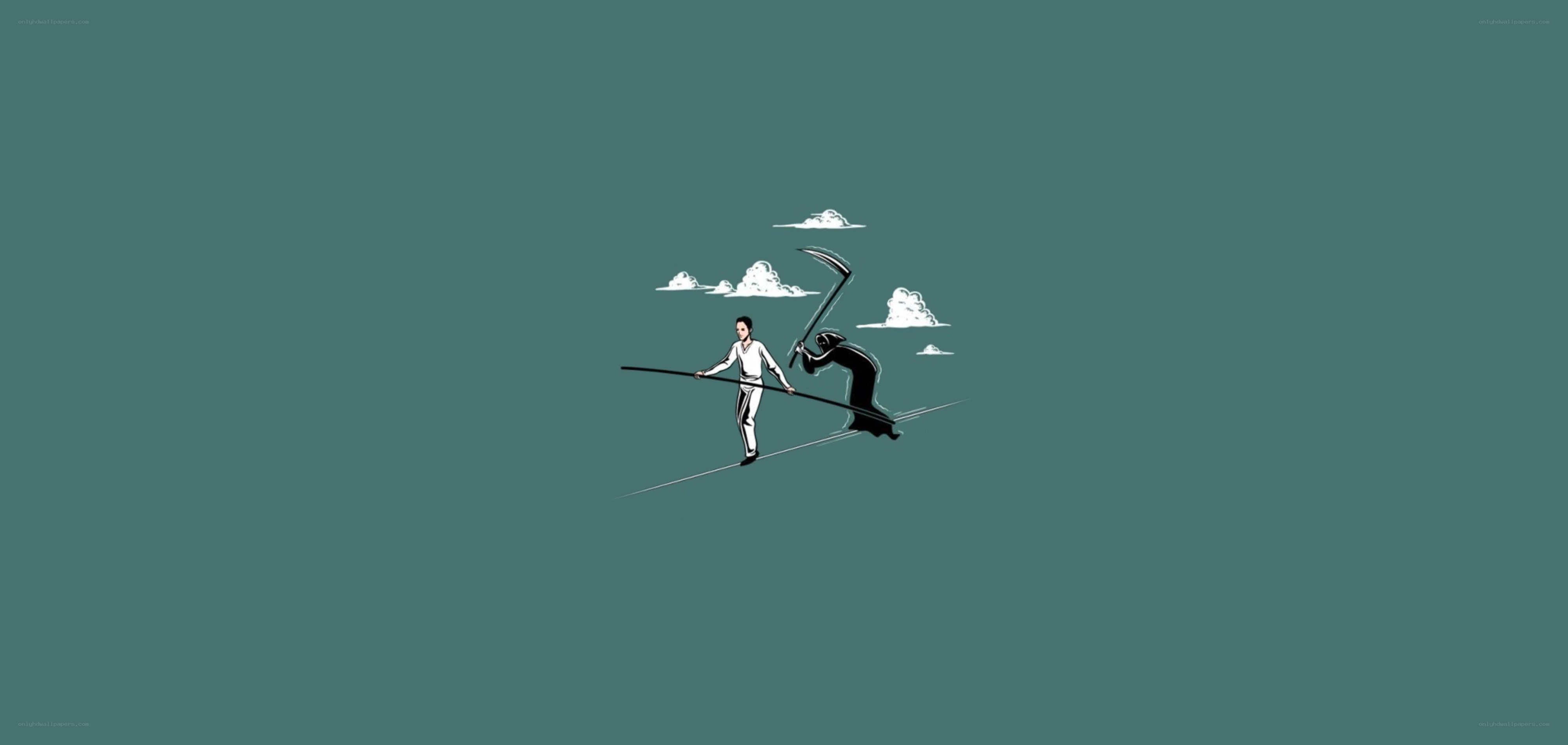 tightrope walker with grim reaper
