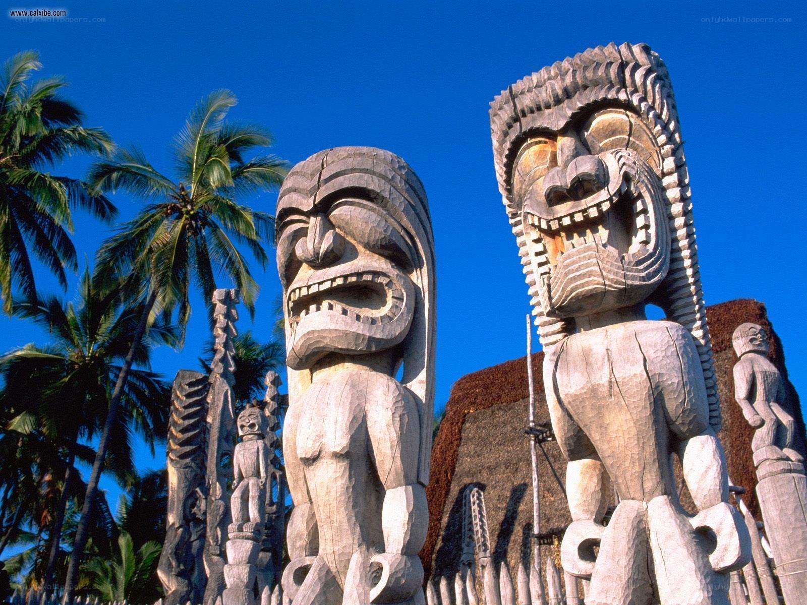 Tiki statues in Hawaii