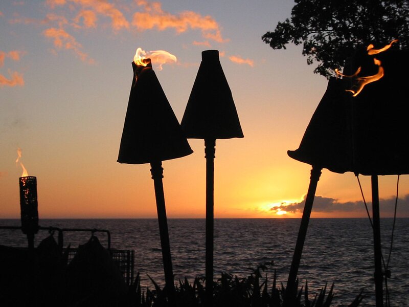 Tiki Torches at Sunset — Orange