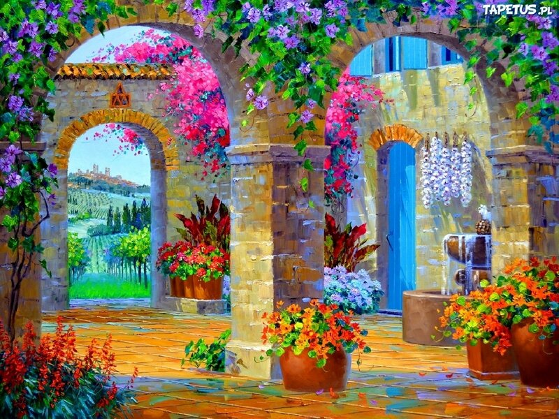 Tiled Courtyard with Arches