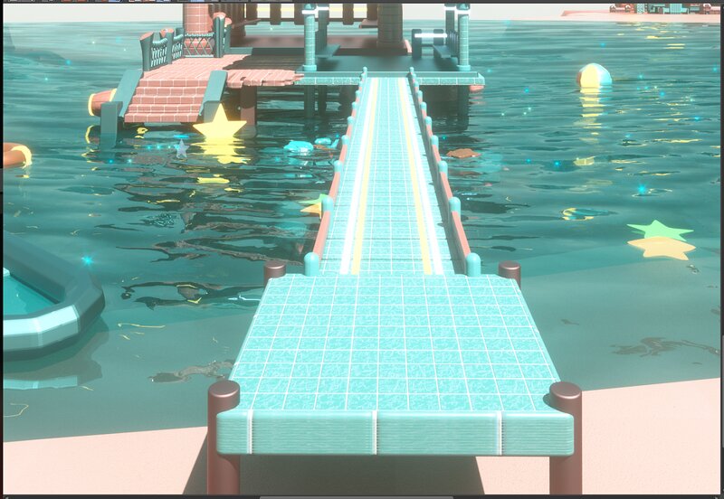 Tiled Pier in Water