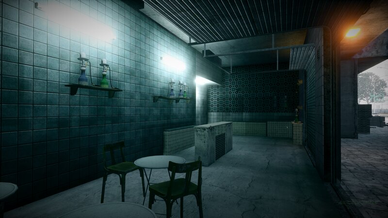 Tiled Room with Tables