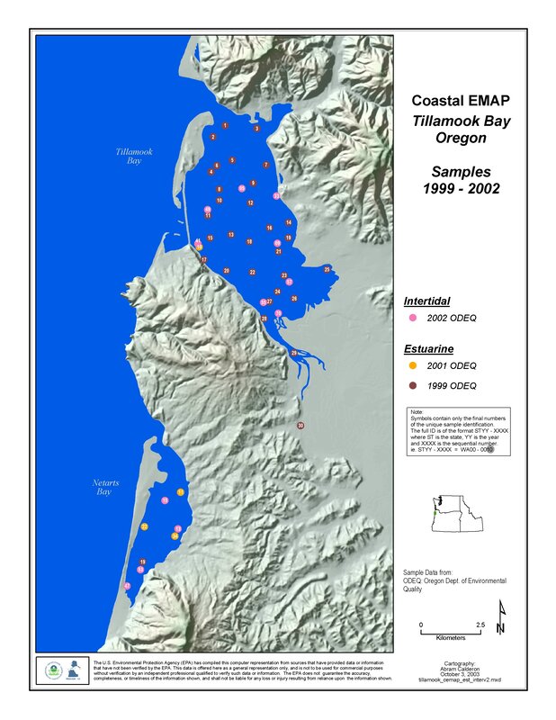 Tillamook Bay sampling map