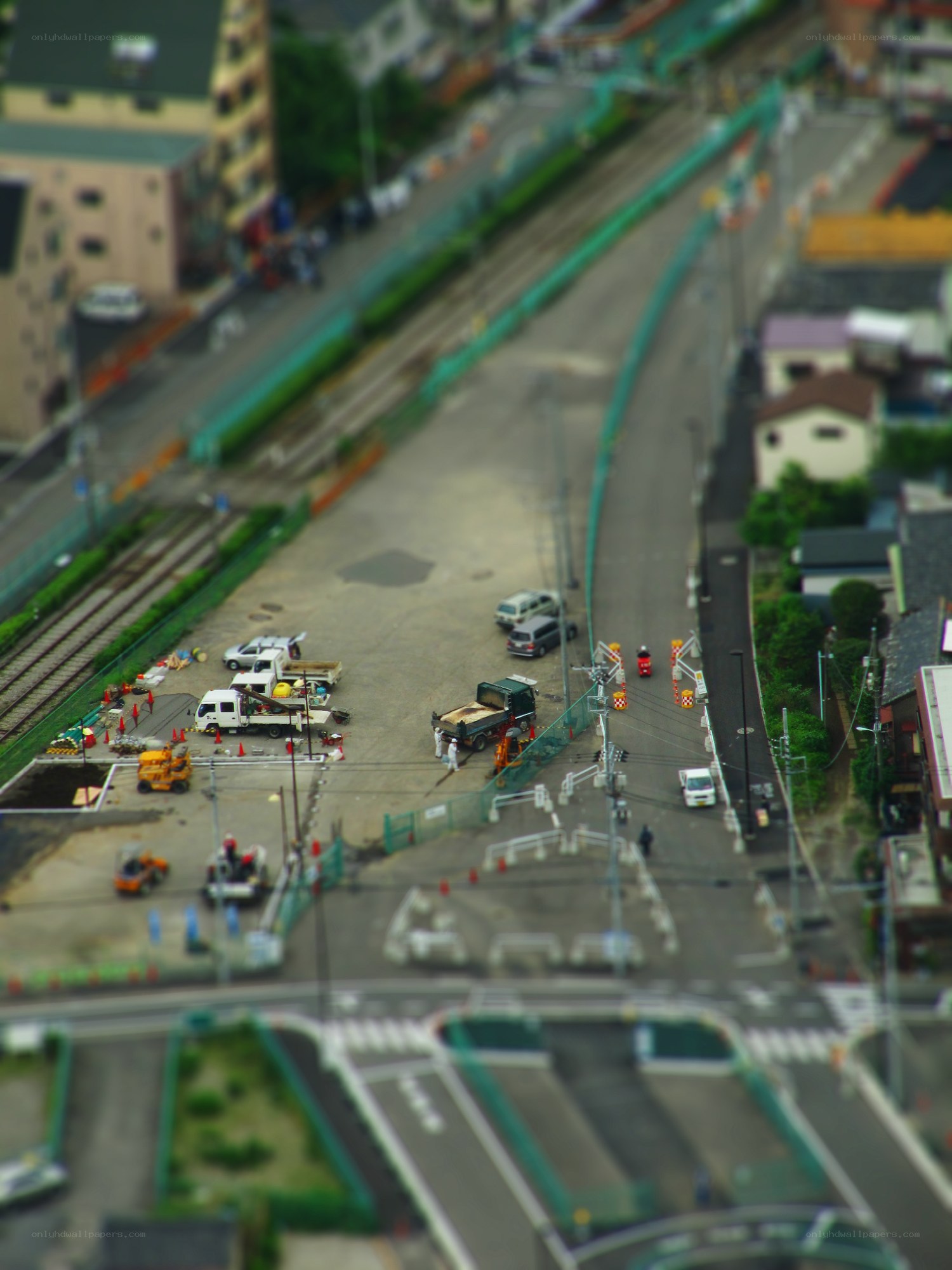 Tilt construction site aerial view
