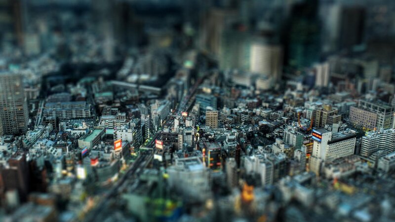 tilt-shift cityscape