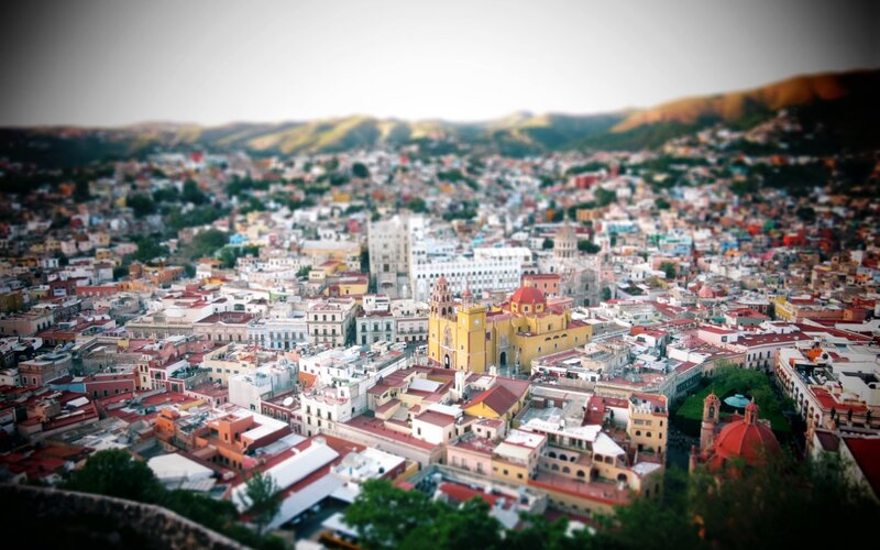 tilt-shift cityscape view