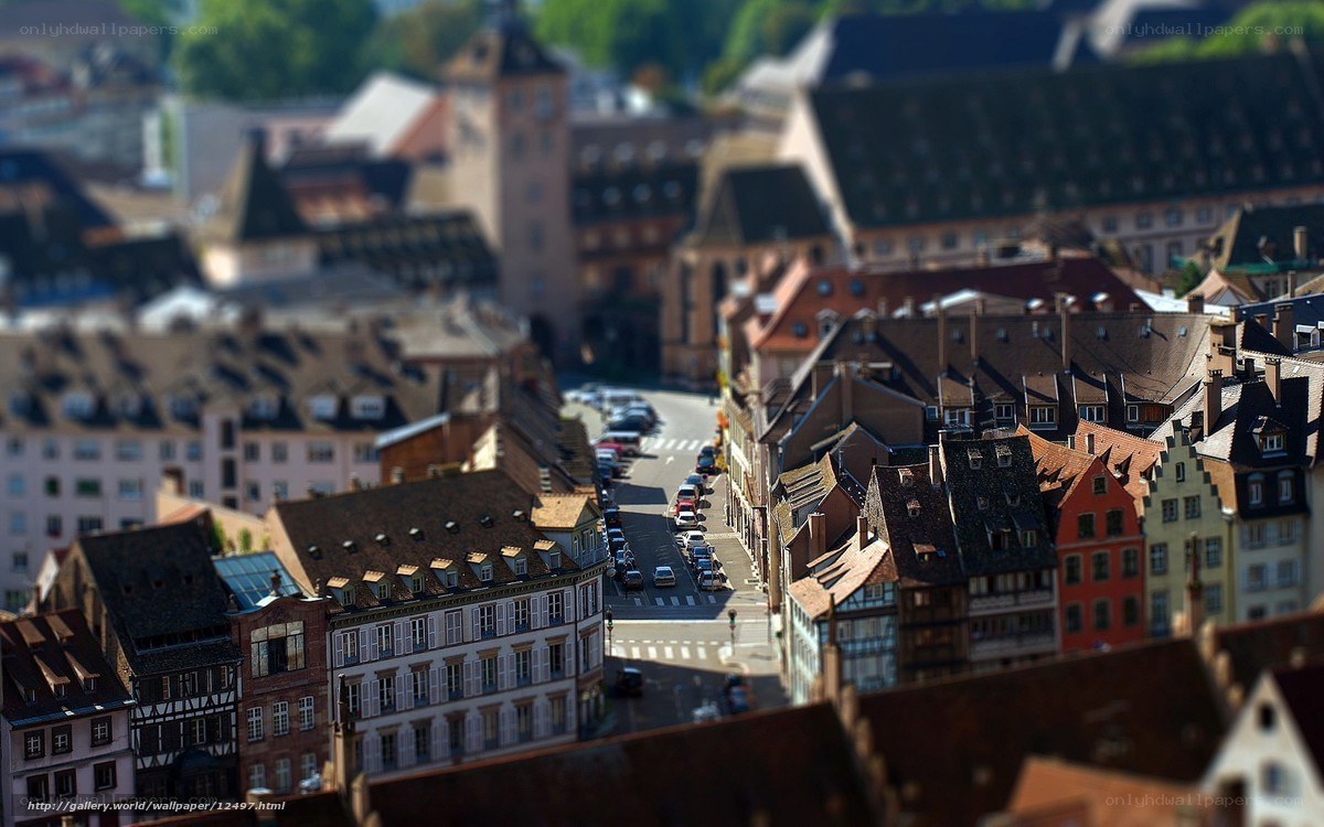 tilt-shift cityscape view