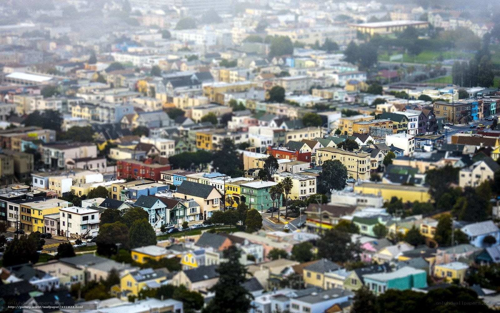 tilt-shift view of a city
