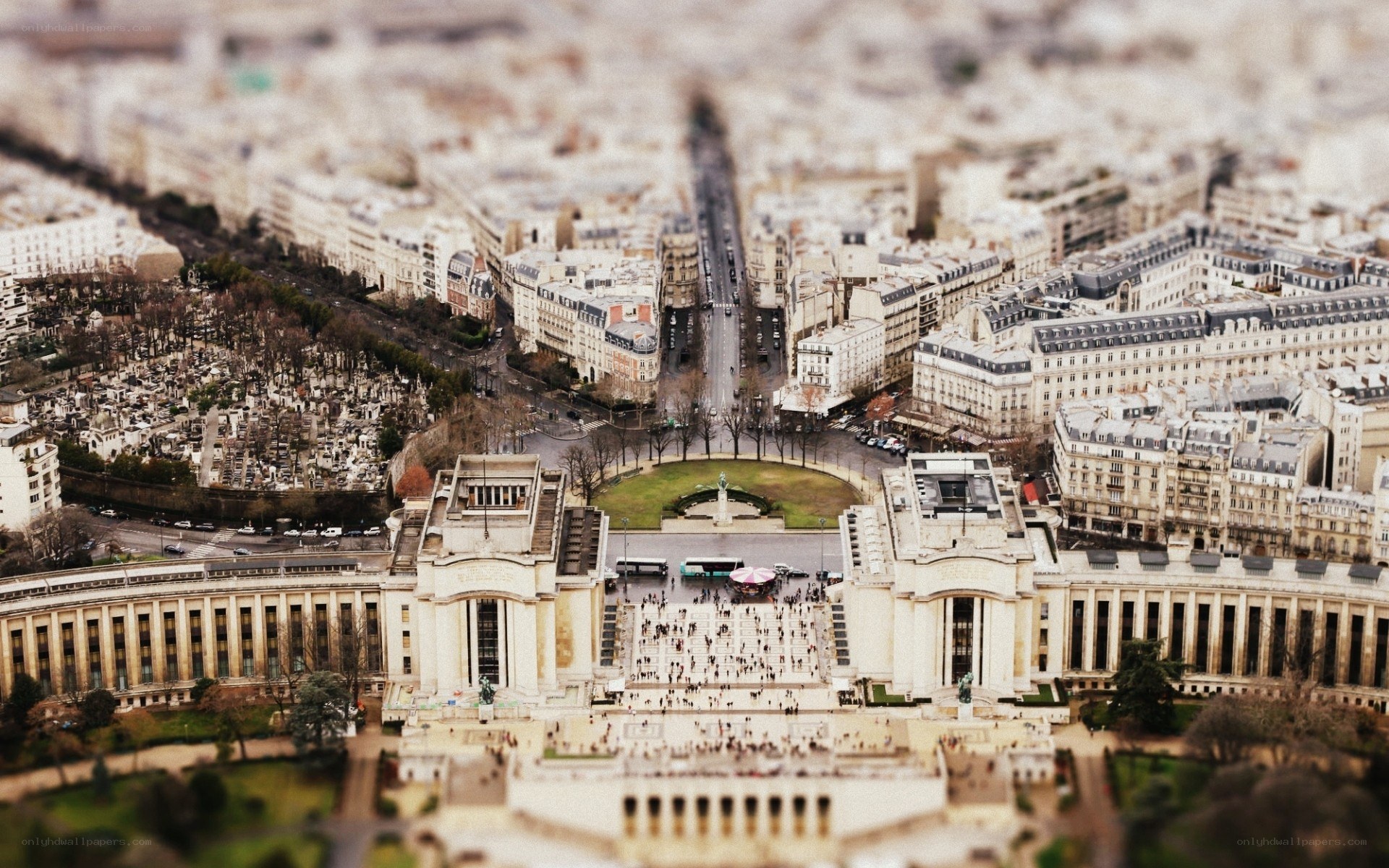 Tilt-shift view of Paris
