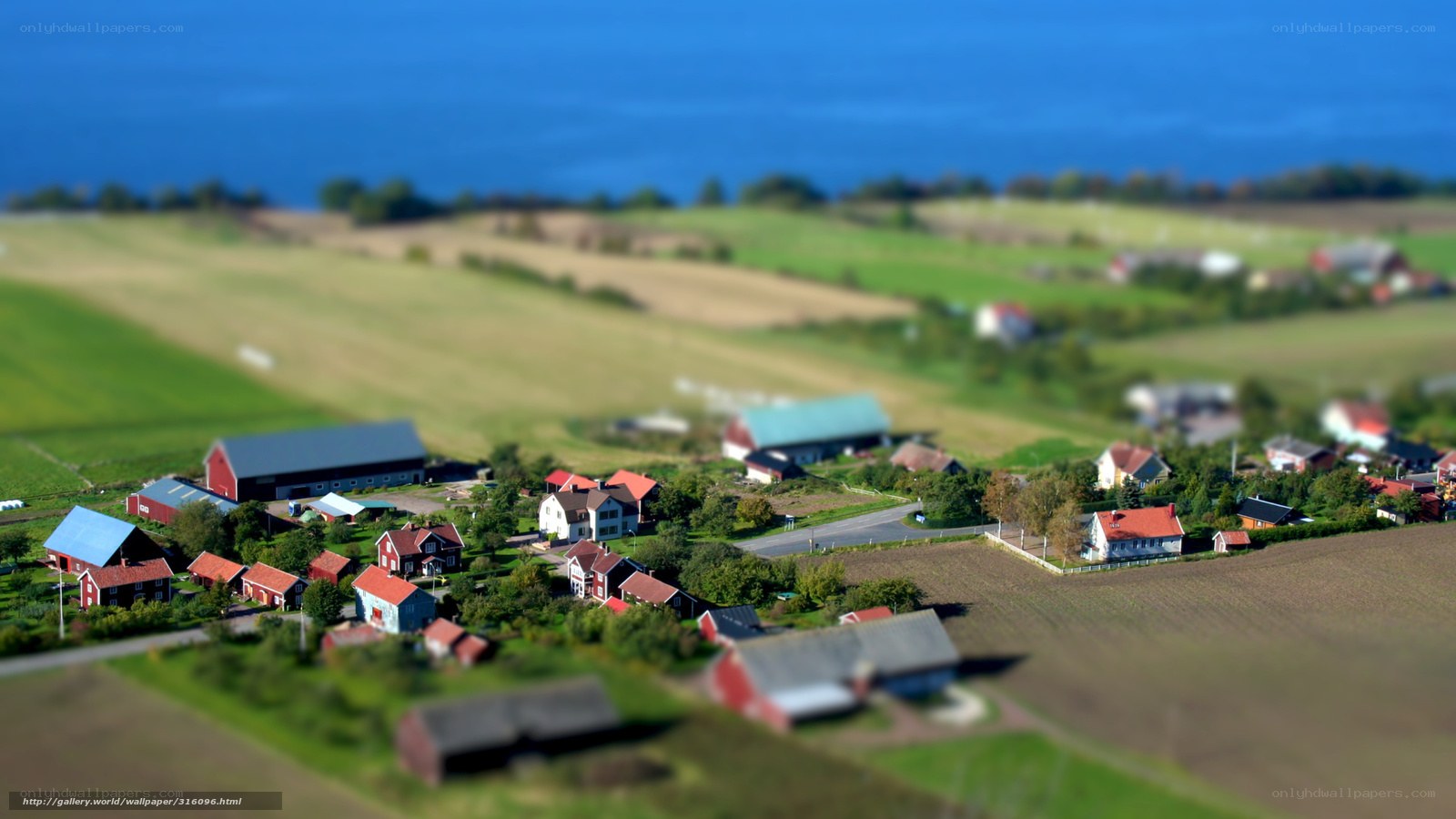 Tilt-shift village by the sea