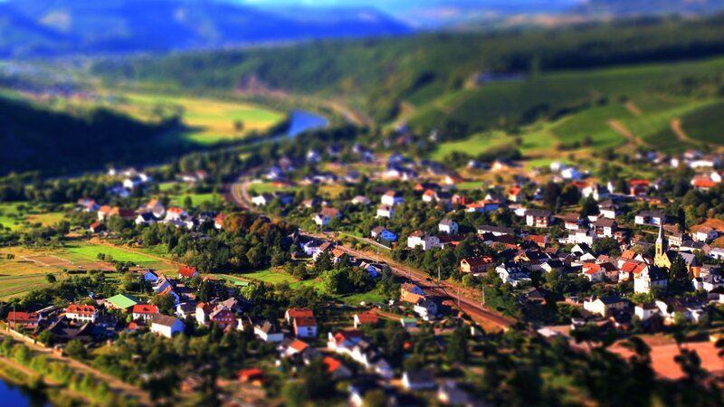 Tilt-shift Village Scene