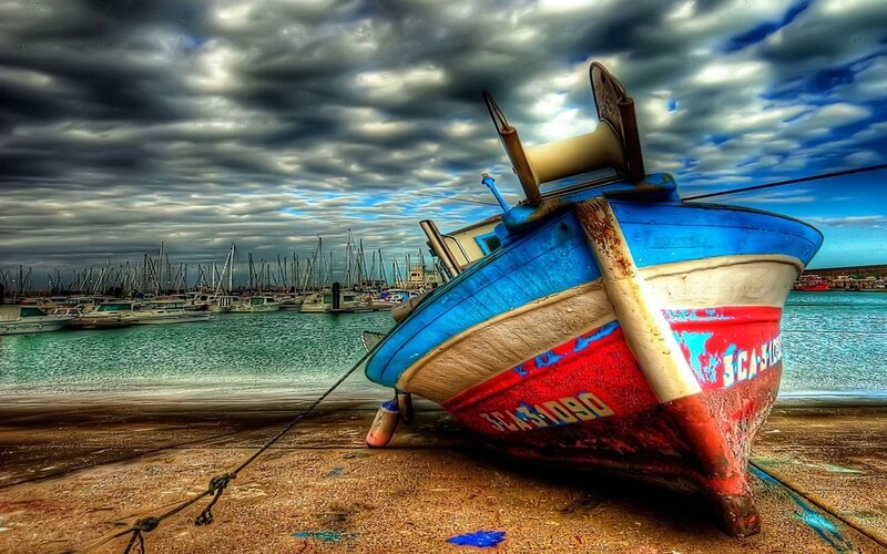 Tilted Fishing Boat