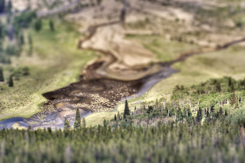 Tilted landscape with river