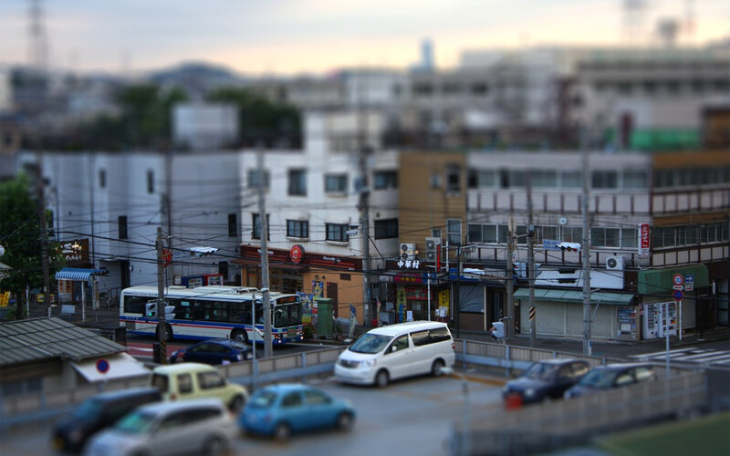 Tilted view of a Japanese street