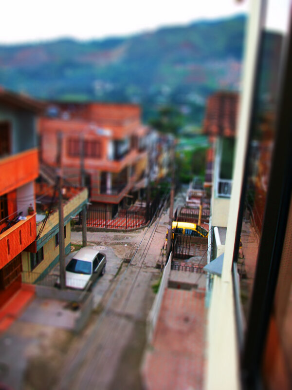 Tilted view of a residential street