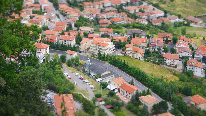 Tilted view of a residential town