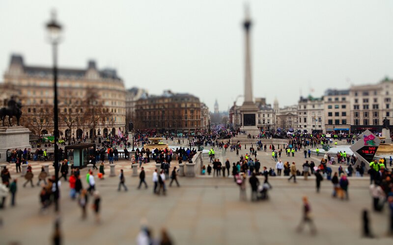 Tilted view of Trafalgar Square