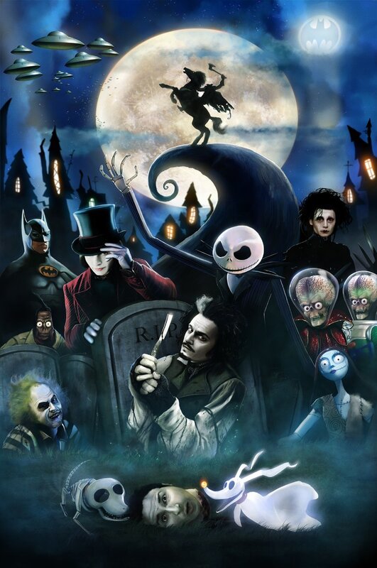 Tim Burton characters collage