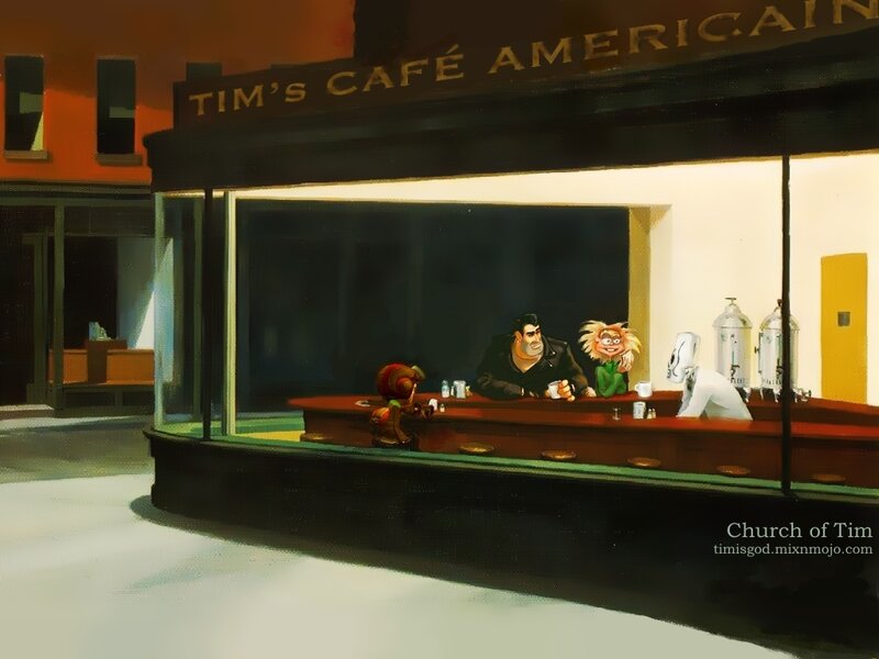 Tim's Cafe at night