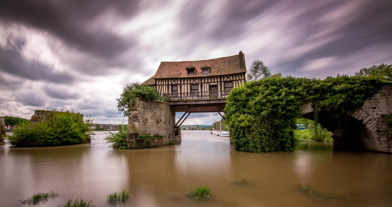 Timber-framed House on Bridge — Brown