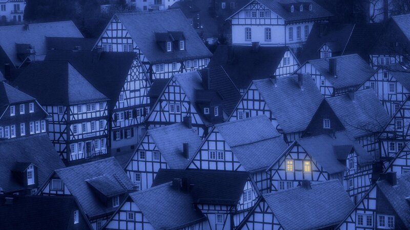 Timber-framed Houses — Blue, Serene