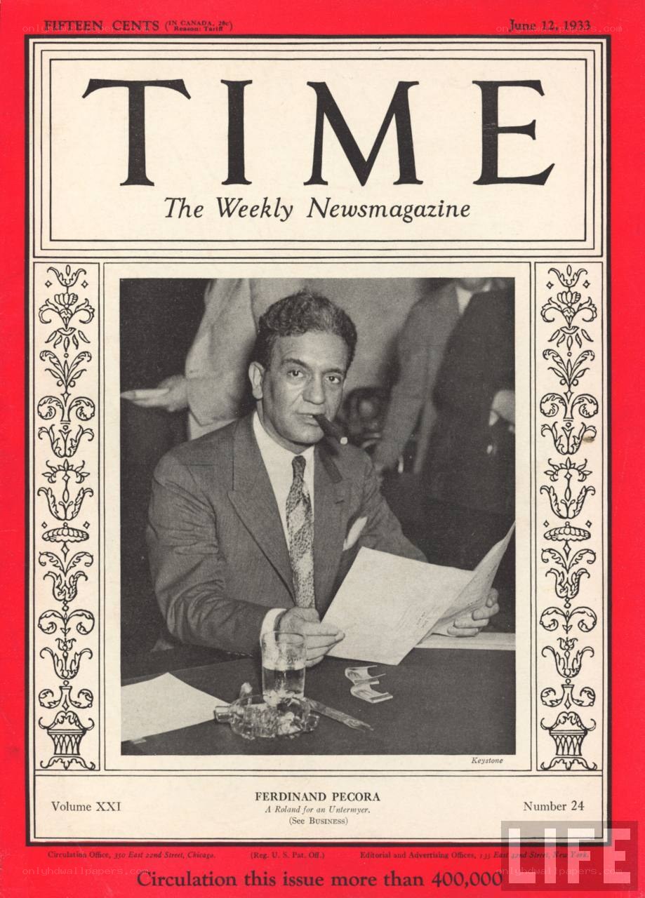Time magazine cover featuring Ferdinand Pecora